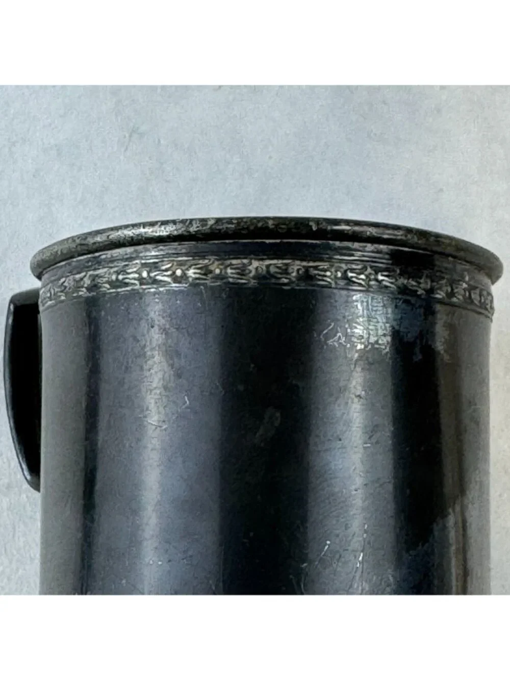 Vintage Portsmouth Silver Co EPWM Silver Plate Baby Cup Ornate Rim Aged Patina